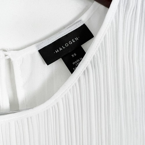 Halogen White Sleeveless Pleated Georgette Sleeveless Top Size XS MSRP 59$ NEW - Picture 4 of 7