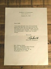 SIGNED Letter to Clifford Evans from Hubert H. Humphrey (POTUS) 1969