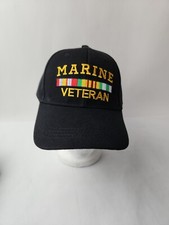 Marines Veteran Hat Embroidered USA Military Adjustable Ball cap Black .