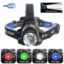Red/Green/Blue/White 4 in 1 Headlamp LED Headlight Night Fishing Camping Lamp