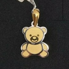 Pendentif Or 18K 750 Mls. Ourson 16 Mm. Avec Or Blanc