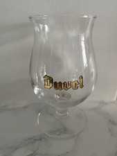 Vintage Duvel Belgian Beer Tulip Pint Glass Gold Lettering 6.5 inches high