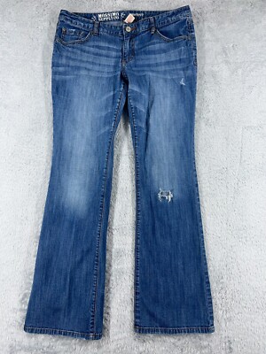 Mossimo Pants Womens 15 Blue Denim Jeans Bootcut Stretch Cotton Blend Low 34x31