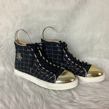 Charlotte Olympia Gold Toe Black High Top Spider Web Embroidered Sneakers