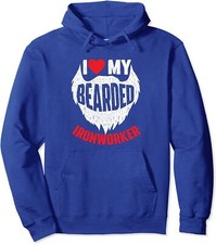 I Love My Bearded Ironworker Wife Metal Workers Gift Unisex Hooded Sweatshirt