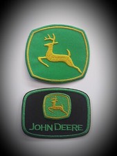J/D TRACTOR FARM MACHINERY AGRICULTURE EMBROIDERED PATCHES x 2 -JOHN DEERE