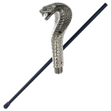 Walking Cane Stick Venomous Cobra Snake Head 36" Aluminum Travel Hiking