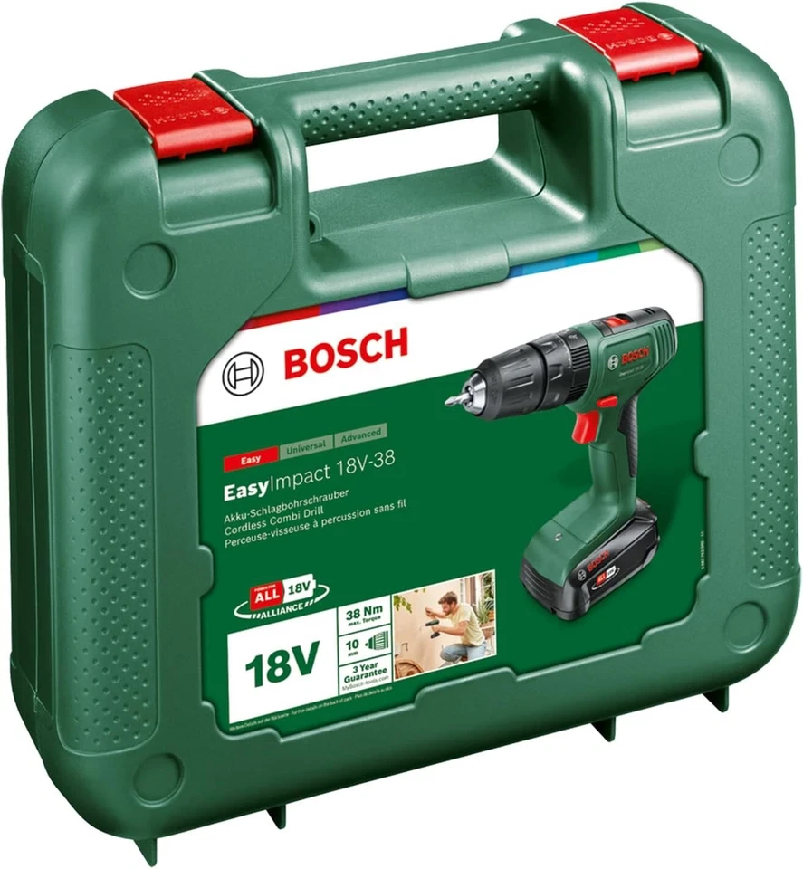 BOSCH EASY IMPACT 18V-38 TRAPANO AVVITATORE A PERCUSSIONE BATTERIA 2AH + VALIGE. - Immagine 2 di 4