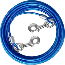 Pet Dog Puppy Tie Out Cable for Large Dogs up to 60 Lbs 20-ft outdoor blue