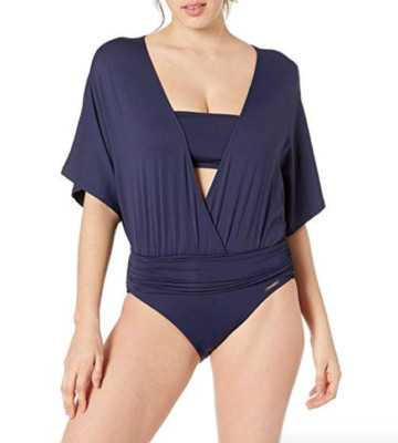 Vince Camuto L123916 Surf Shades Kimono Sleeve One-Piece Deep Sea