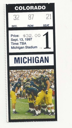 1997 Michigan vs Colorado football ticket stub National Champions Tom Brady