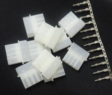 10 Kits PC Computer PSU Power Connector 4P 4 Pin Male Molex Mod Crimp Plug White