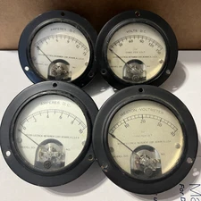 Lot of (4) Vintage Weston Electrical Model 301 Gauges Steampunk