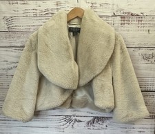 Laundry By Shelli Segal Faux Fur Shrug Women  s L Jacket Cream Tan Lined Holiday