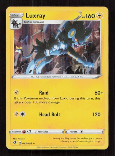 Luxray 062/192 Holo Rare Rebel Clash Pokemon NM