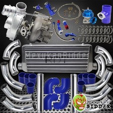 T0e4 T3t4 .63 Ar Upgrade 3 Intercooler V-band Turbo Charger Kit Wcoupler Blue