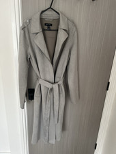 New Look Women's Grey Faux Suede Belted Mid-Length Trench Coat Size medium 10
