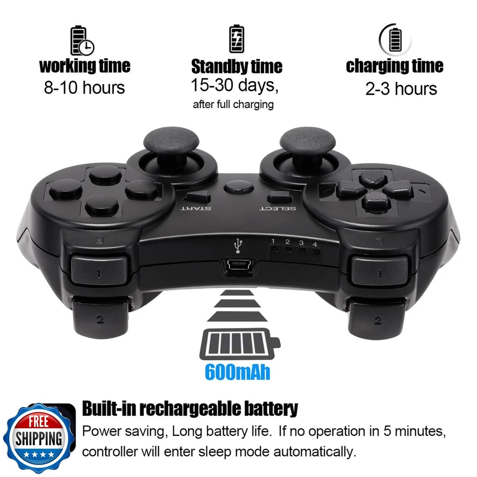 Ceozon PS3 Controller Wireless 2 Pack Gamepad Compatible for PS3 Remote Joyst - Image 3 of 4