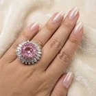 Estate Rose Pink Tourmaline Concave 32.10Ct 925 Sterling Silver White Gold Rings
