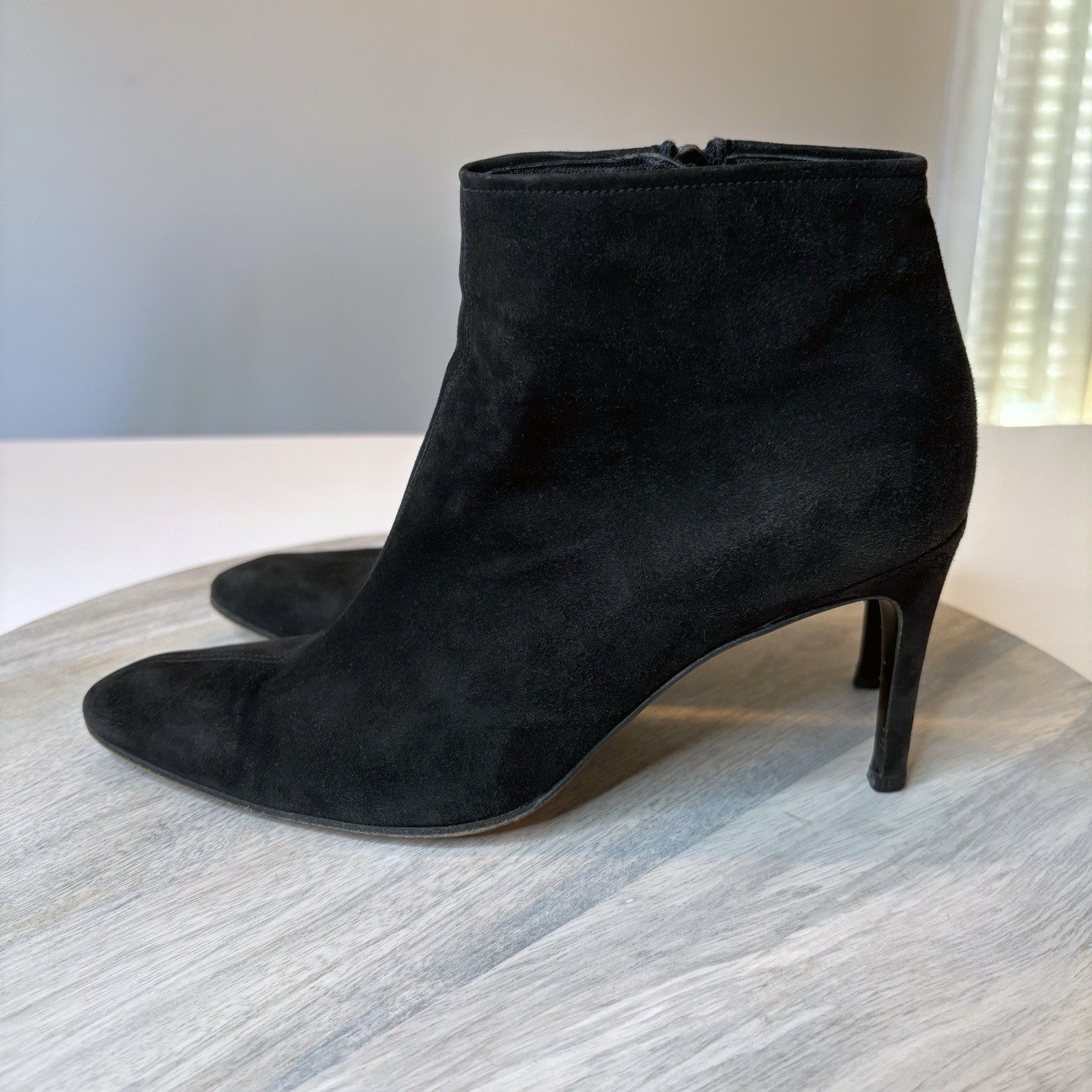 Stivaletti scamosciati neri con cerniera autentici Yves Saint Laurent taglia 7 M