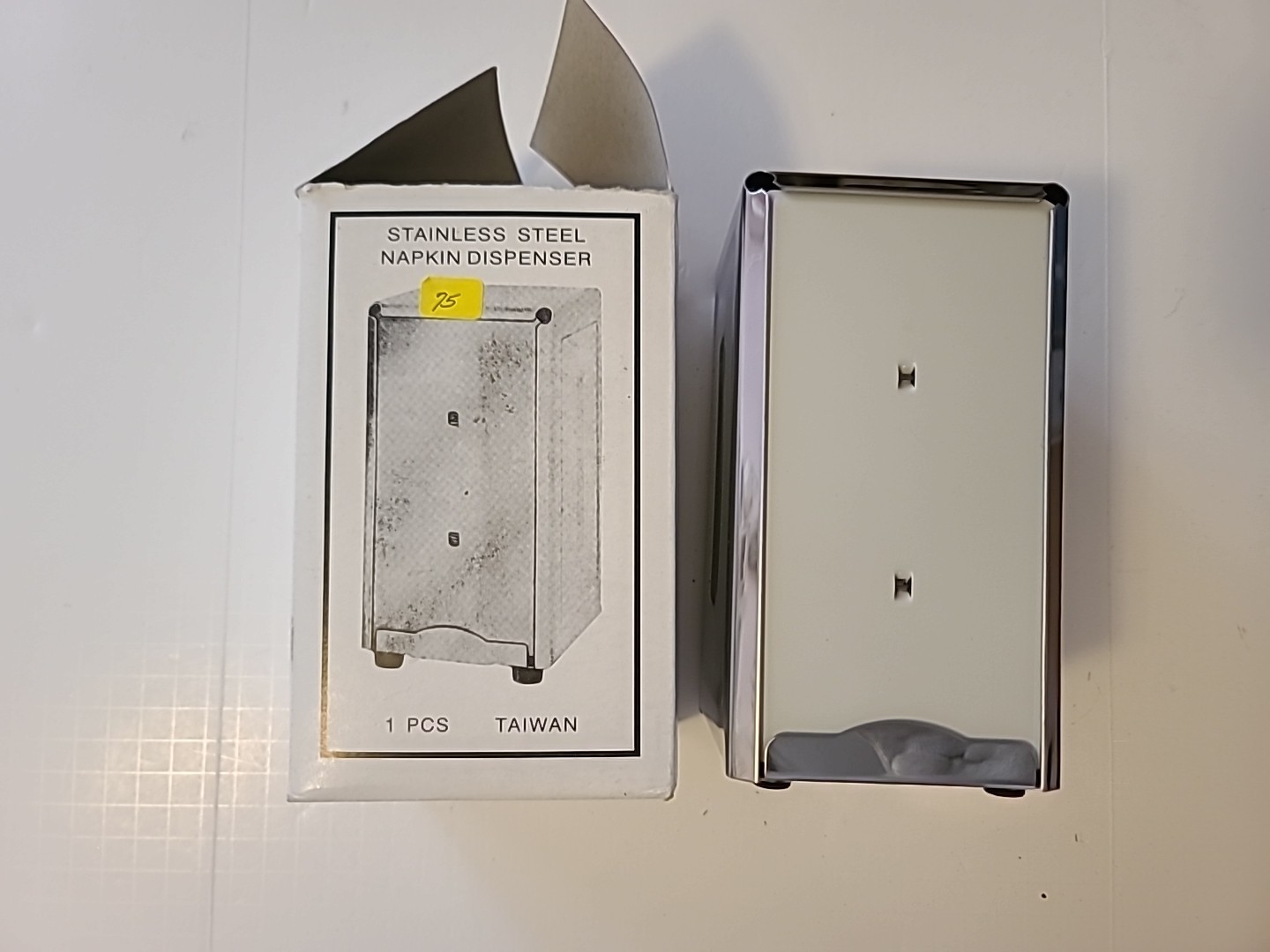 NIB Stainless Steel Napkin Dispenser Restaurant Style Spring Loaded