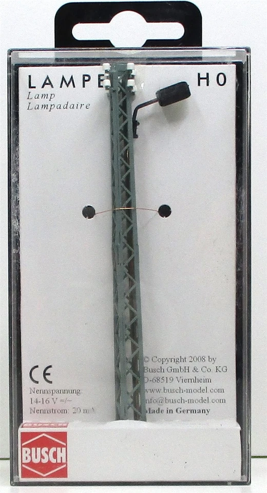 Spur H0 Busch 4150 Freileitungsmast mit Lampe LED OVP (Z62-6)