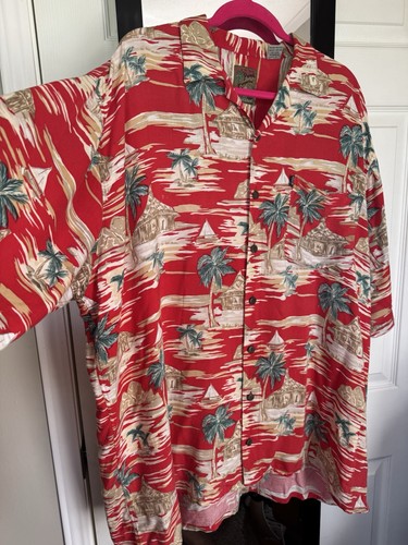 Pineapple Connection Best Brand Men's Hawaiian Classic Shirt Palm Tree Size 2XT - Picture 6 of 9