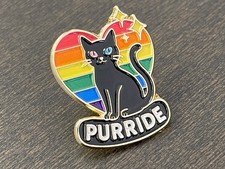 Purride Cat Lapel Pin LGBTQ Pride Enamel Pin Cute Rainbow Cat Queer Gay 1"