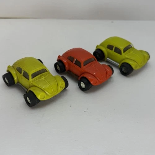 Vintage Tonka Mini Totes VW Bug Volkswagen Beetle 3 Cars Orange Green Yellow