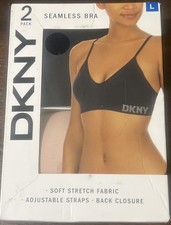 DKNY Women's 2 Pack Seamless Bralette Soft Stretch Fabric. Sz Large. NIB. L K