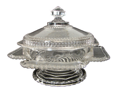 EAPG Antique Pattern Glass Albion Bryce Walker & Co Footed Butter Cheese Dish