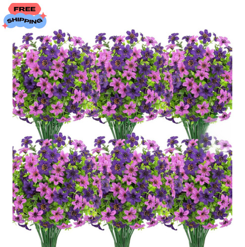 20 Bundles Artificial Flowers for Outdoors, Fake Silk Flowers UV Resistant Fa...