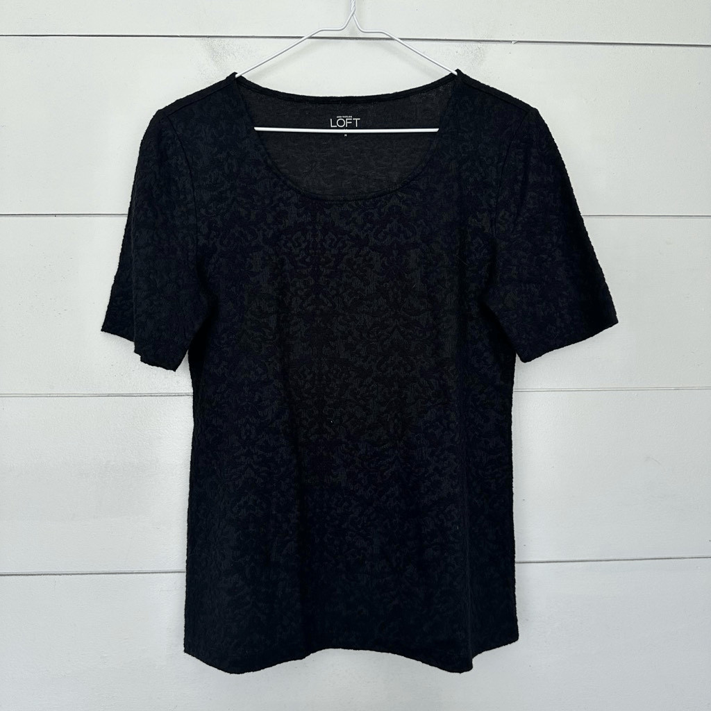 Loft Women’s Medium Black Patterned Top Blouse - image 1