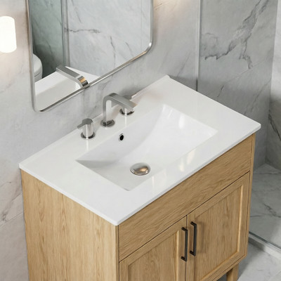 HOROW Bathroom Vanity Sink 30'' Wx18'' D Ceramic Basin Vanity Top with Overflow