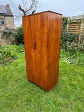 Teak mid century single / small double wardrobe with mirror  