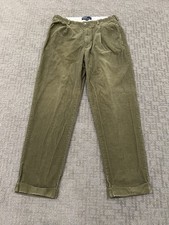 Vintage Polo Ralph Lauren Pants Mens 36x32 Green Corduroy Hammond Pleated Cuffed