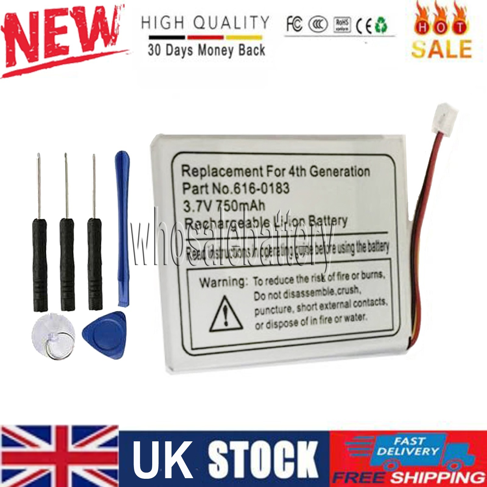 battery for Apple iPOD 4th Generation 616-0183, AW4701218074, 616-0206 616-0215