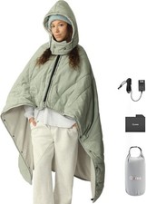 Cordless Heated Blanket Wearable Shawl 10000mAh Battery Outdoor Sage Green USB