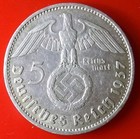 Silver 1937 A 5 ReichsMark from Germany w/ Swastika WW2 Coin, Combined Shipping  — photo 2