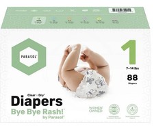 Parasol Clear Dry Natural Disposable Diapers - Size 1 - 88ct