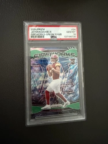 2024 Prizm Jayden Daniels #24 Fireworks Green Prizm PSA 10