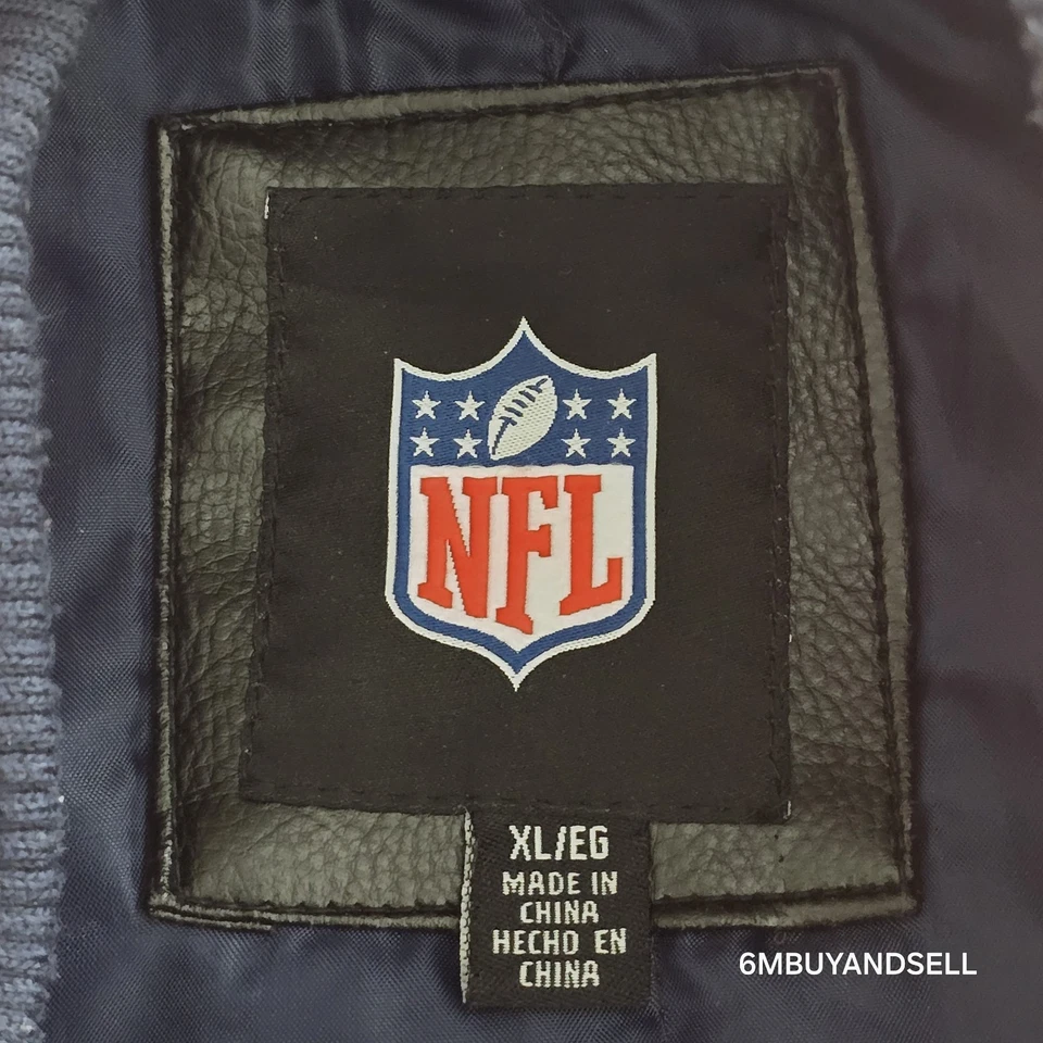 NFL Denver Broncos Faux Leather Varsity Jacket XL Y2K VTG Trendy Bomber Premium - Image 3 of 4