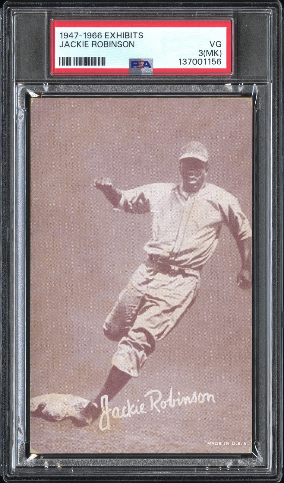 1947-1966 Exhibits Jackie Robinson Exhibit Supply Company Baseball Card PSA 3 MK