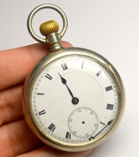 LARGE  1920s OLD EUROPEAN MECHANICAL POCKET WATCH, WORKING 