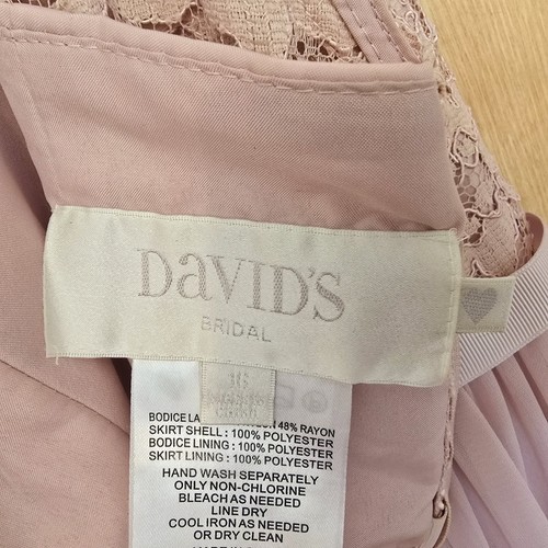 David's Bridal Formal Dress 16 Bridesmaid Wedding Prom Light Pink Lace Gown - Picture 9 of 12