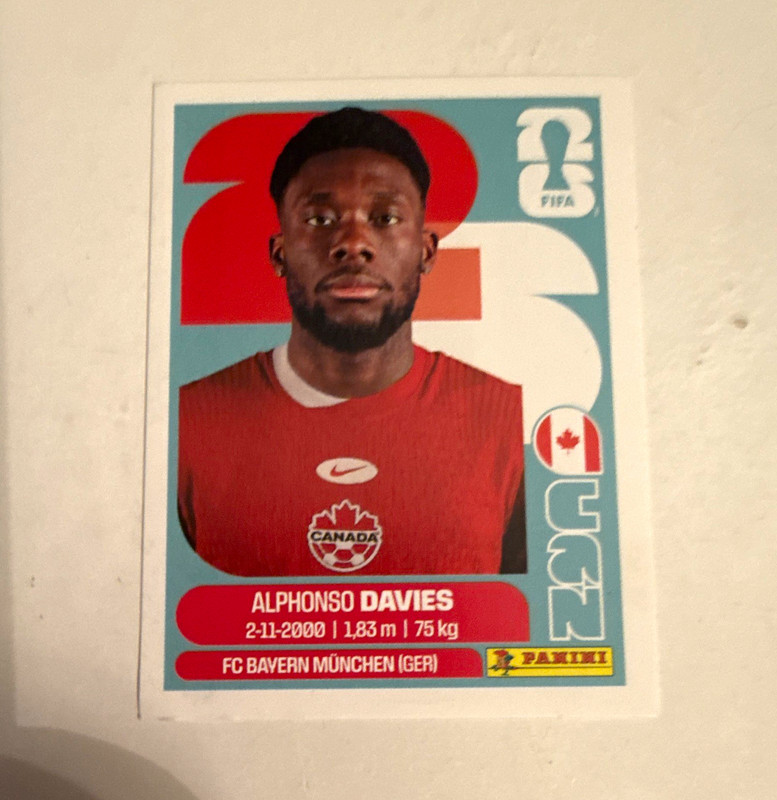 Panini FIFA World Cup 2026 CAN 3 Alphonso Davies Player Portrait Sticker Canada
