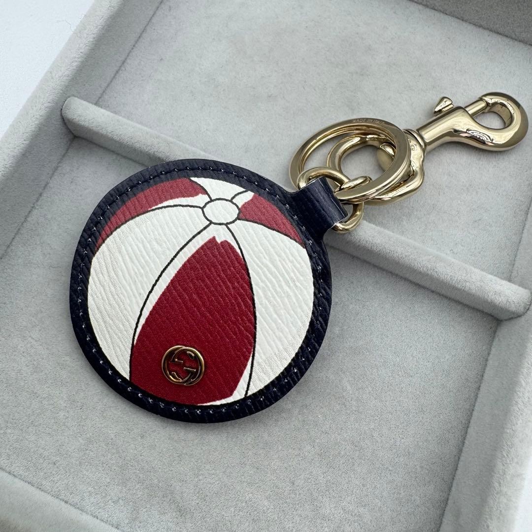 GUCCI Leather GG Logo Key Ring Charm