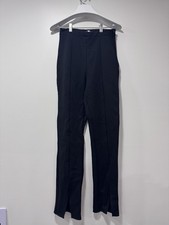Reformation Fletcher Pant High Rise Front Slit Pintuck Trousers Black Medium