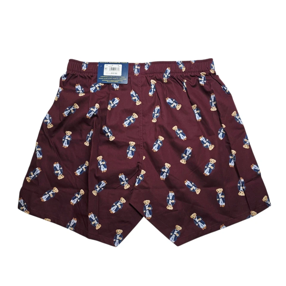 Polo Ralph Lauren Para Hombres Café Polo Oso Borgoña Tejido Boxer Corto Ropa Interior Nuevo con Etiquetas Foto 3 de 4