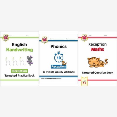 Reception English & Maths Practice Books Pack Ages 4-5 CGP with Answers NEW